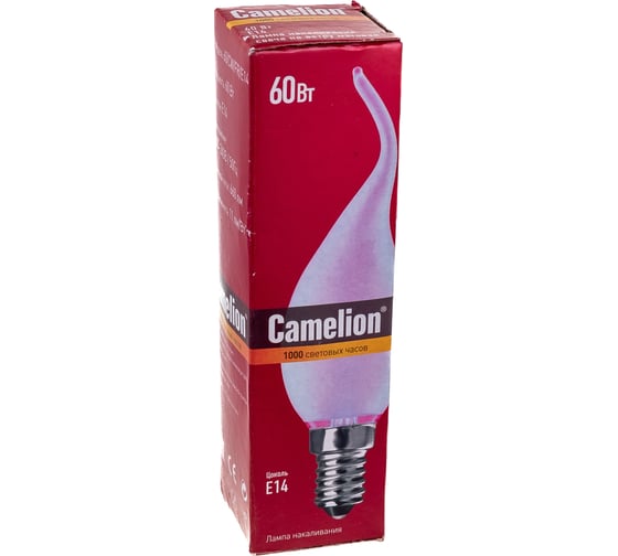 Лампа накаливания с матовой колбой, свеча на ветру 60/CW/FR/E14 Camelion MIC 11279