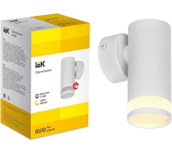 Накладной настенный светильник IEK Lighting 4008 под лампу gu10 белый LT-UBB0-4008-GU10-1-K01