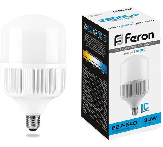 Светодиодная лампа 30W 230V E27 6400K Feron LB-65 25537