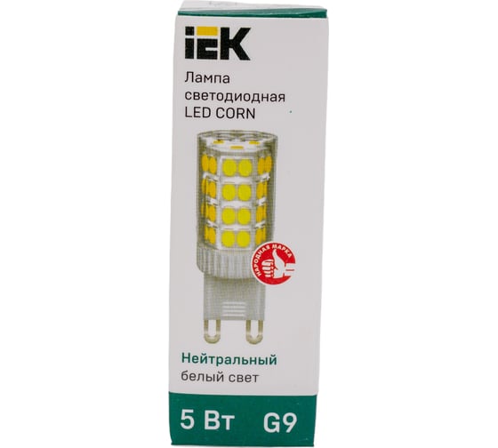 Светодиодная лампа IEK corn капсула 5вт 230в 4000к керамика g9 LLE-CORN-5-230-40-G9