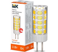 Светодиодная лампа IEK corn капсула 3вт 12в 3000к керамика g4 LLE-CORN-3-012-30-G4
