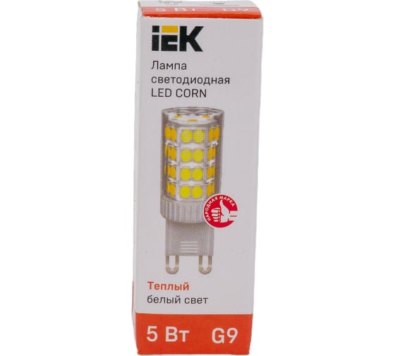 Светодиодная лампа IEK corn капсула 5вт 230в 3000к керамика g9 LLE-CORN-5-230-30-G9