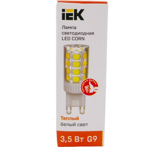 Светодиодная лампа IEK corn капсула 3,5вт 230в 3000к керамика g9 LLE-CORN-4-230-30-G9