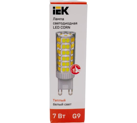 Светодиодная лампа IEK corn капсула 7вт 230в 3000к керамика g9 LLE-CORN-7-230-30-G9