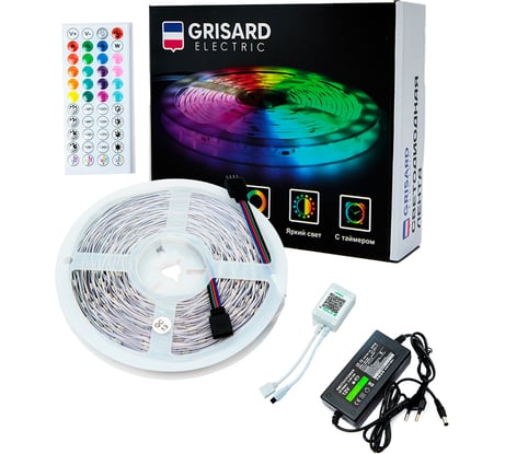 Светодиодная лента Grisard Electric 15 метров rgb led многоцветная с пультом GRE-002-0123