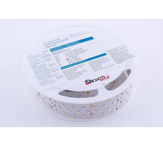 Светодиодная лента DesignLed 4x DSG 2835 DW 280L-V24-IP33, 4000 K, 700LED, 26W/m, 2500362 mm, LUX DSG2280-24-NW-33
