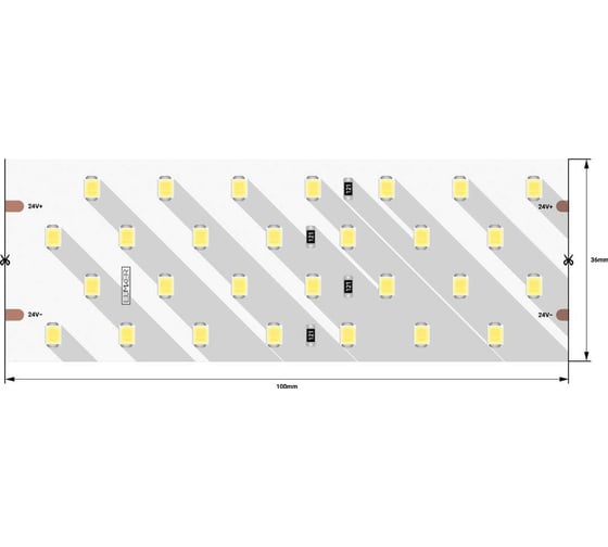 Светодиодная лента DesignLed 4x DSG 2835 DW 280L-V24-IP33, 4000 K, 700LED, 26W/m, 2500362 mm, LUX DSG2280-24-NW-33