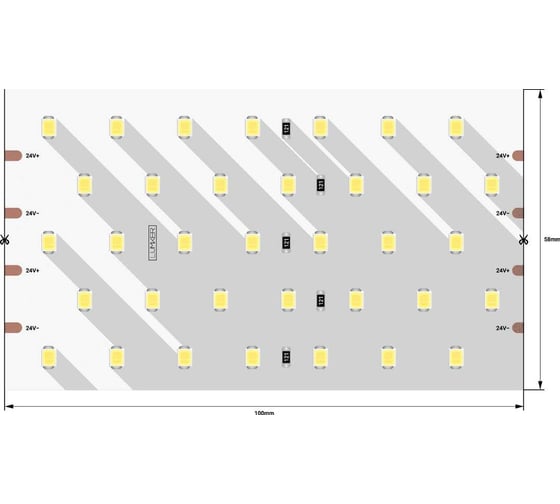 Светодиодная лента DesignLed 5x DSG 2835 WW 350L-V24-IP33, 3000 K, 875 LED, 31W/m, 2500*58*2 mm, LUX DSG2350-24-WW-33