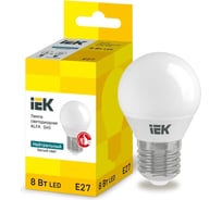 Светодиодная лампа IEK alfa g45 шар 8вт 230в 4000к e27 LLA-G45-8-230-40-E27