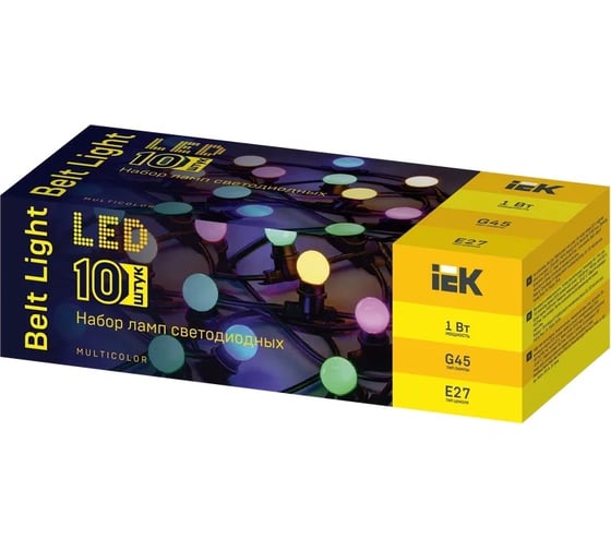 Набор светодиодных декоративных ламп IEK Lighting g45 шар 1вт 230в mix e27 10 шт LLE-G45-1-230-MIX-E27-10