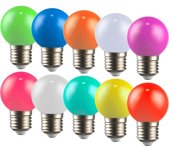 Набор светодиодных декоративных ламп IEK Lighting g45 шар 1вт 230в mix e27 10 шт LLE-G45-1-230-MIX-E27-10