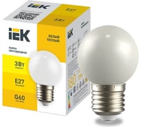 Светодиодная декоративная лампа IEK Lighting g60 шар 3вт 230в теплый белый e27 LLE-G60-3-230-WW-E27