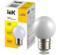 Светодиодная декоративная лампа IEK Lighting g45 шар 1вт 230в холодный белый e27 LLE-G45-1-230-W-E27