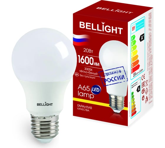 Светодиодная лампа BELLIGHT LED A65 220V/20W/E27 3000К 1600лм 84791705 1