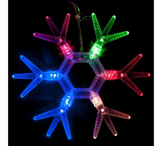 Гирлянда FERON CL58 220V, 60LED, RGB, IP20, расстояние между снежинками 20см, длина 2м, шнур 1.5м 26824 1