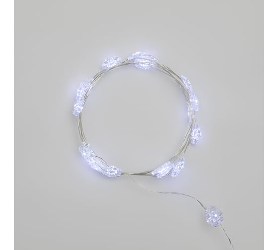 Гирлянда Neon-Night Снежинки 2м, 20 LED белые, 3*AA в комплекте 303-010 1