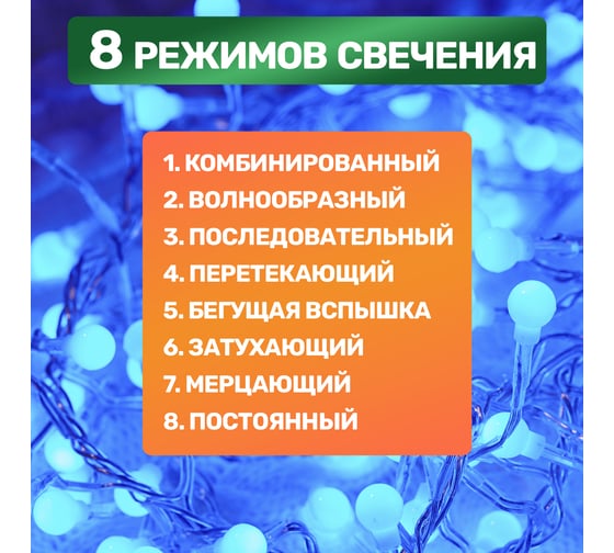 Гирлянда Neon-Night Мишура 3м, прозрачный ПВХ, 288 LED синие 303-603