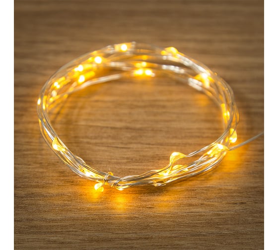 Гирлянда Neon-Night Роса 2м, 20 LED желтый, IP20, 2хCR2032 в комплекте 303-001