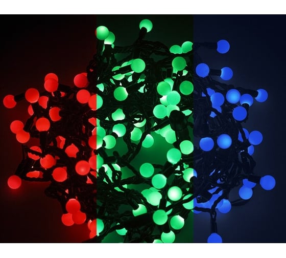 Гирлянда Neon-Night Мультишарики d=15мм, 5м, темно-зеленый ПВХ, 30LED RGB 303-539 1