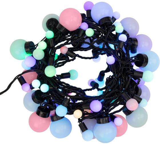 Гирлянда Neon-Night Мультишарики d=17,5мм, d=23мм, d=45мм, 10м, черный ПВХ, 80LED RGB 303-589 1
