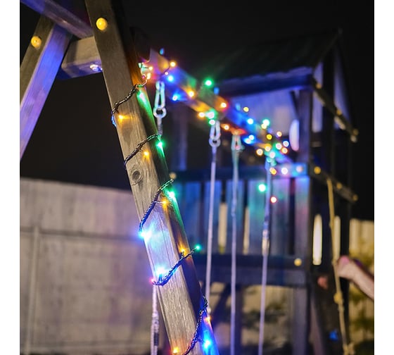 Гирлянда-нить Neon-Night 10м, черный ПВХ, 100 LED МУЛЬТИ RGYB 303-139
