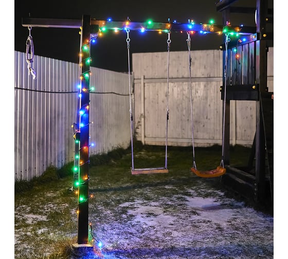 Гирлянда-нить Neon-Night 10м, черный ПВХ, 100 LED МУЛЬТИ RGYB 303-139