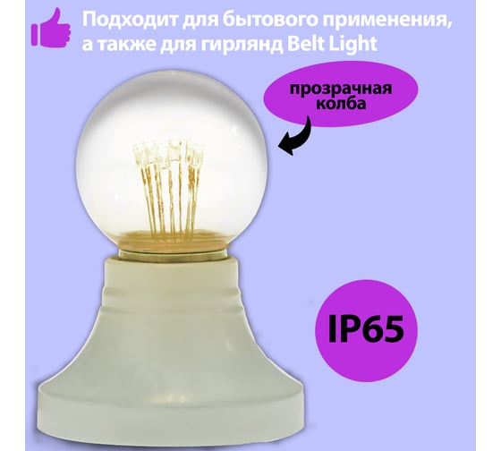 Лампа накаливания Neon-Night e27 10 Вт прозрачная колба для гирлянды Belt-Light 401-119