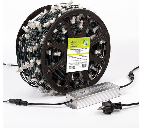 Гирлянда Neon-Night Клип лайт 12В, 100м, шаг 150 мм, 665 LED МУЛЬТИ RGYB, с трансформатором 325-129