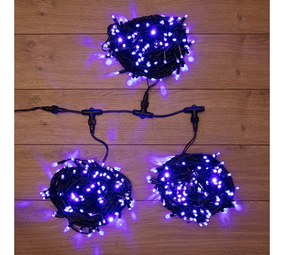Гирлянда Neon-Night Клип лайт 24В, 3 нити по 20 м, свечение с динамикой, 399 LED синий 323-303