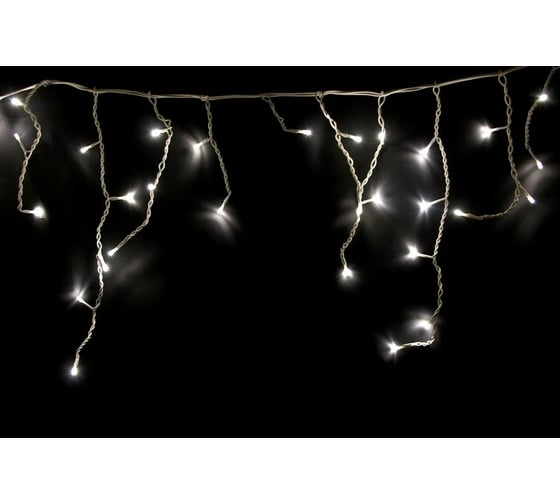 Гирлянда Neon-Night АЙСИКЛ бахрома, 1.8х0.5м, прозрачный ПВХ, 48 LED БЕЛЫЕ IP20 255-015