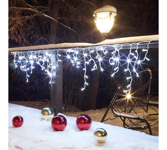 Гирлянда Neon-Night АЙСИКЛ бахрома, 2.4х0.6м, белый ПВХ, 88 LED БЕЛЫЕ 255-034