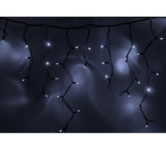 Гирлянда Neon-Night АЙСИКЛ бахрома, 3.2х0.9м, черный КАУЧУК IP65, 120 LED БЕЛЫЕ 255-215