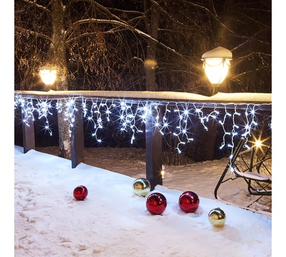 Гирлянда Neon-Night АЙСИКЛ бахрома, 4.8х0.6м белый ПВХ, 176 LED БЕЛЫЕ 255-137