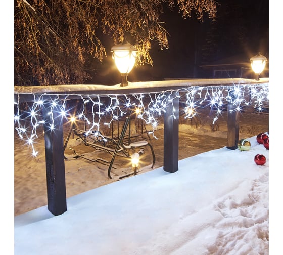 Гирлянда Neon-Night АЙСИКЛ бахрома, 4.8х0.6м белый ПВХ, 176 LED БЕЛЫЕ 255-137