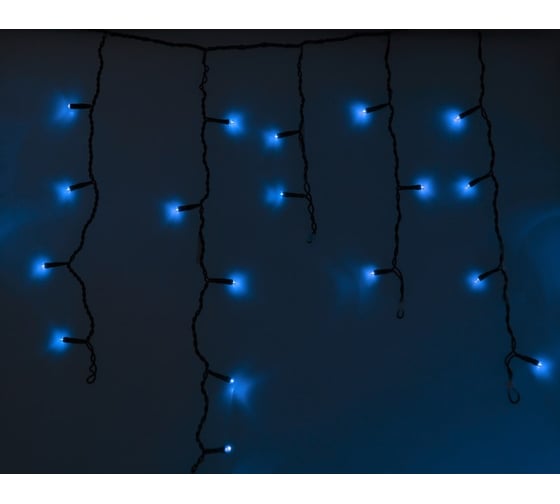 Гирлянда Neon-Night АЙСИКЛ бахрома, 4.8х0.6м, черный ПВХ, 176 LED СИНИЕ 255-133