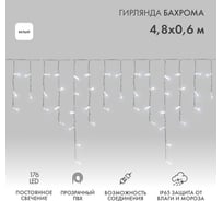 Гирлянда Neon-Night Бахрома, 4,8x0,6 м, прозрачный ПВХ, 176 LED белые, IP65, нужен блок питания 255-145