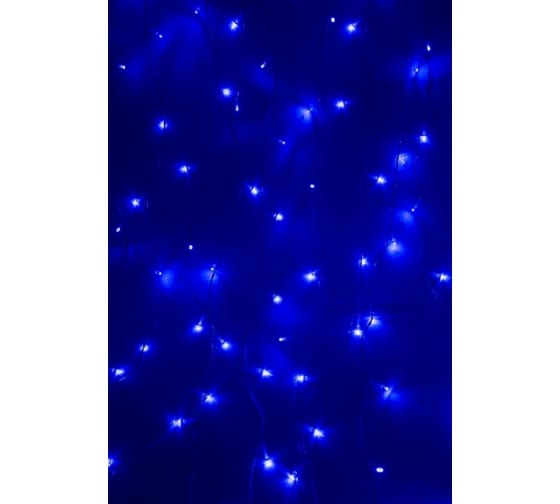 Гирлянда Neon-Night ДОЖДЬ занавес 1.5х1м, прозрачный ПВХ, 96 LED СИНИЕ IP20 235-023 1
