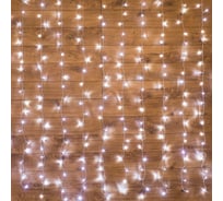 Гирлянда Neon-Night ДОЖДЬ занавес 1.5х1.5м, прозрачный ПВХ, 144 LED БЕЛЫЕ IP20 235-035