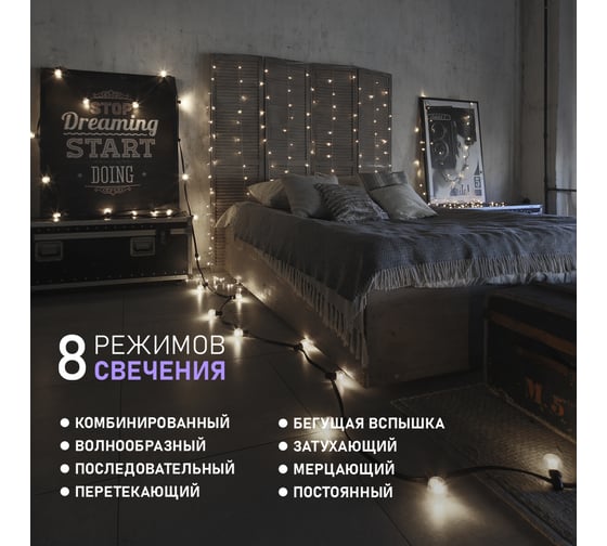 Гирлянда Neon-Night ДОЖДЬ занавес 1.5х1.5м, прозрачный ПВХ, 144 LED БЕЛЫЕ IP20 235-035