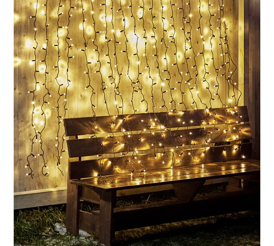 Гирлянда Neon-Night Занавес 2x1,5м, 360 LED теплый белый, черный ПВХ, IP65 235-126