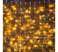 Гирлянда Neon-Night Занавес 2x1,5м, 300 LED теплый белый, прозрачный ПВХ, IP65, с эффектом мерцания, без блока питания 235-316