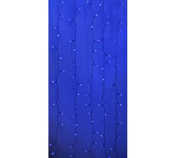 Гирлянда Neon-Night ДОЖДЬ занавес 2х9м, прозрачный ПВХ, эффект водопада, 480 LED СИНИЕ, 5 нитей/96 LED 235-493