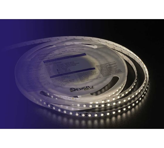 Светодиодная лента DesignLed LUX 9,6 Вт/м, SMD3528, Открытая, (IP33) Цвет Теплый 2700К 24В DSG3120-24-WW-33