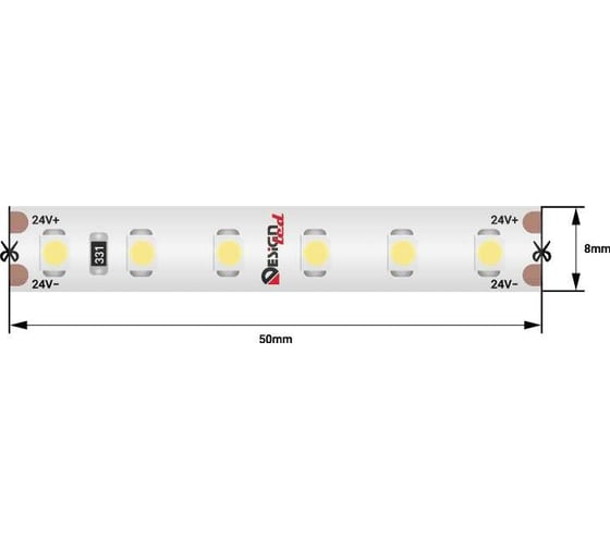 Светодиодная лента DesignLed DSG 3528 120L-V24-IP65, 2700K, 120 LED, 9.6 W/m, LUX DSG3120-24-WW-65
