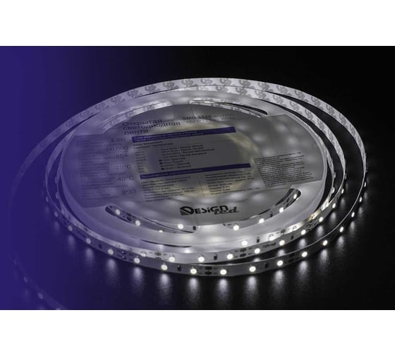 Светодиодная лента DesignLed DSG 3528 DW 60L-V12-IP33, 4000 K, 300 LED, 4,8 W/m, LUX DSG360-12-NW-33