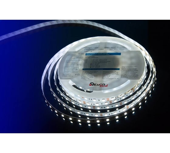 Светодиодная лента DesignLed DSG 5050 W 60L-V12-IP33, 6000 K, 300 LED, 14.4W/m, LUX DSG560-12-W-33