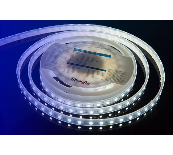 Светодиодная лента DesignLed DSG 5050 W 60L-12V-IP65, 6000 K, 300 LED, 14.4W/m, LUX DSG560-12-W-65