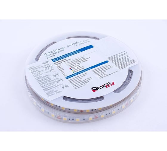 Светодиодная лента DesignLed DSG 5050 W 60L-12V-IP65, 6000 K, 300 LED, 14.4W/m, LUX DSG560-12-W-65