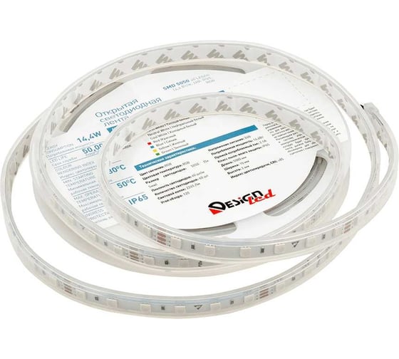 Светодиодная лента DesignLed DSG 5050 RGB 60L-V24-IP65, RGB, 300 LED, 14.4W/m, LUX DSG560-24-RGB-65
