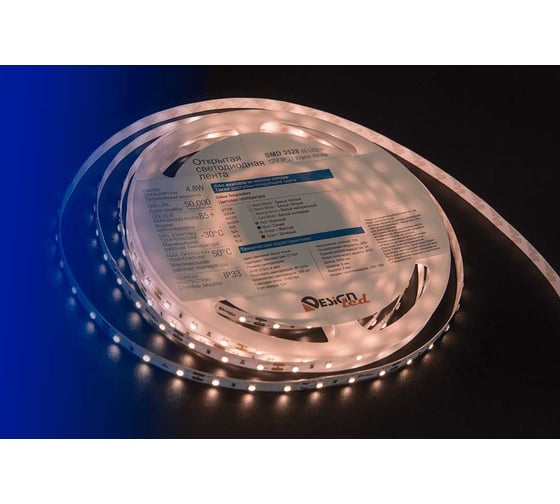 Светодиодная лента DesignLed DSG 3528 WW 60L-V12-IP33, 2700 K, 300 LED, 4,8 W/m, LUX DSG360-12-WW-33